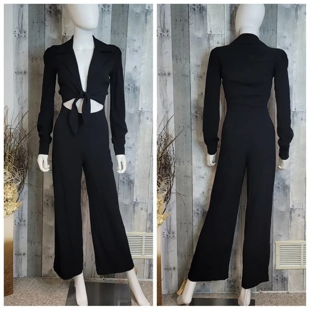 NWOT Reformation Jett Black Collared Jumpsuit - Picture 5 of 15